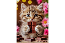 Котенок с шоколадом на подрамнике