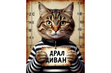 Кот с табличкой на подрамнике